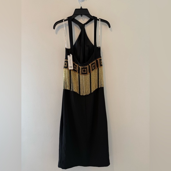 Versace Collection Greca Border Black Fringe Dress NWT Size 40 #Lux-F - Picture 3 of 9